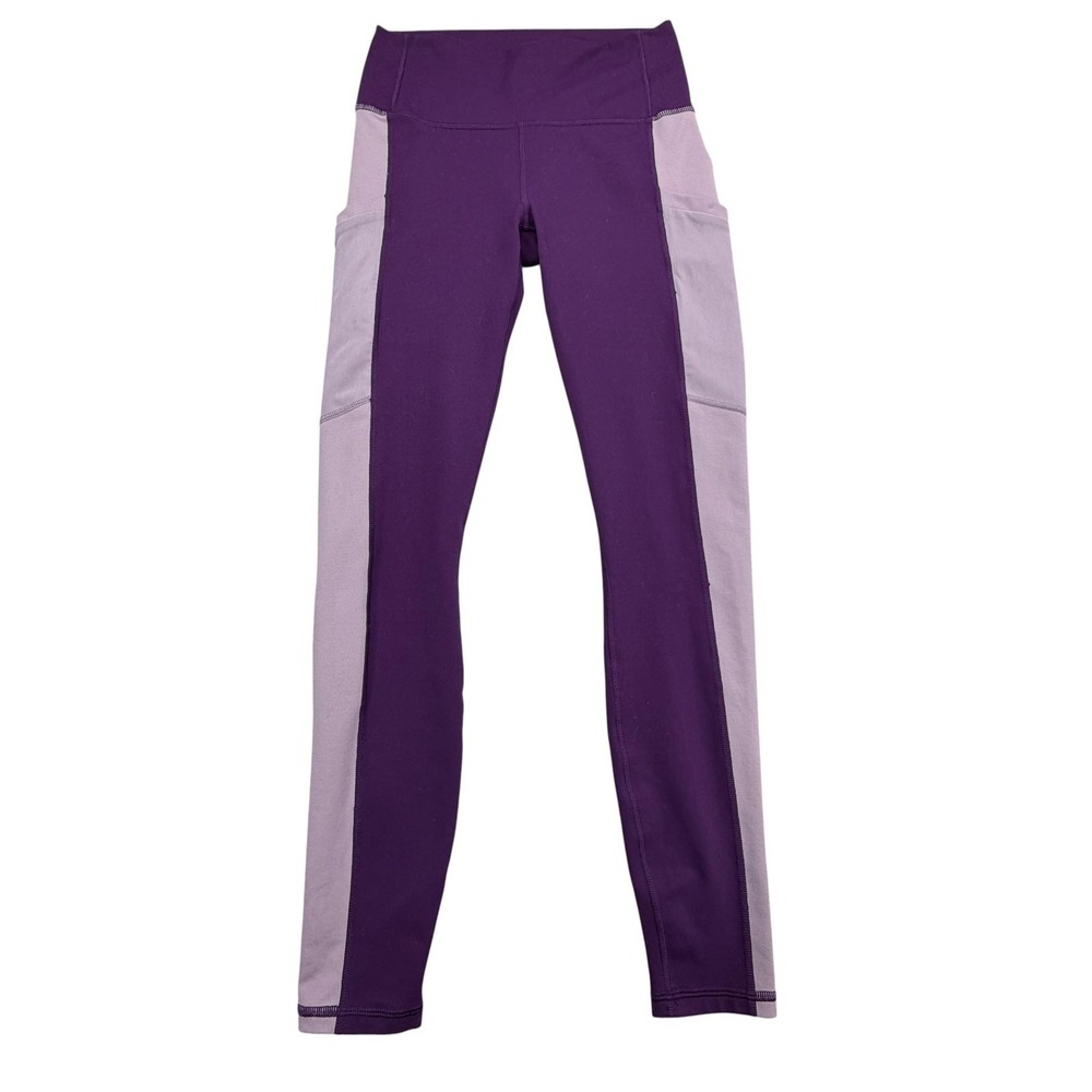 Fabletics Leggings Womens S Purple Ankle PowerHold Yoga Pockets Compression